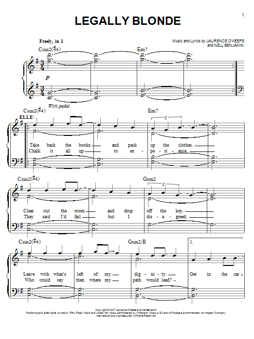 Nell Benjamin Legally Blonde sheet music notes and chords. Download Printable PDF.