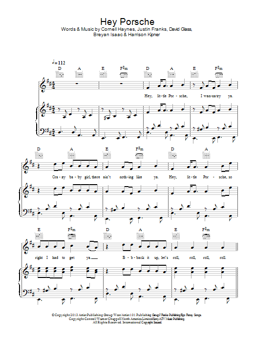 Nelly Hey Porsche sheet music notes and chords. Download Printable PDF.