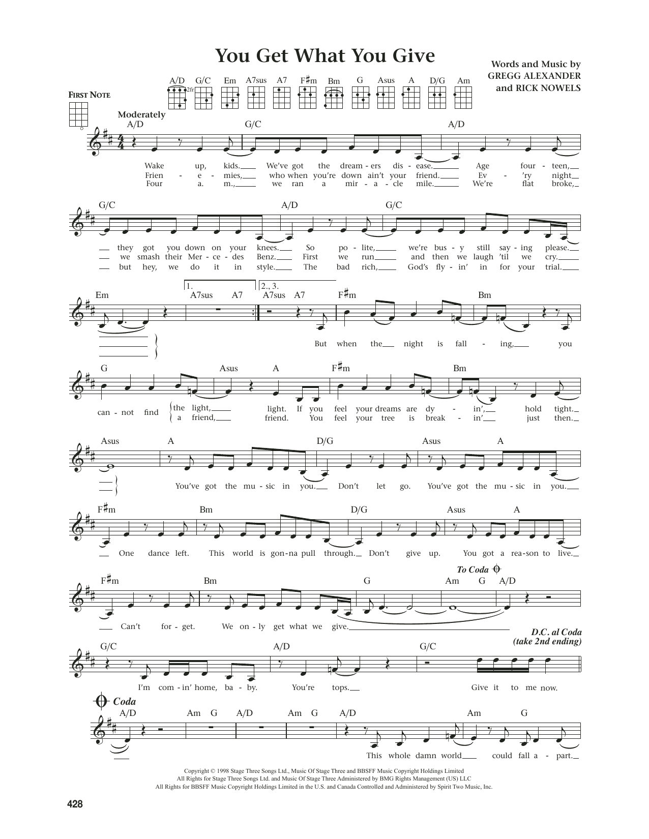 New Radicals You Get What You Give (from The Daily Ukulele) (arr. Jim Beloff) sheet music notes and chords. Download Printable PDF.