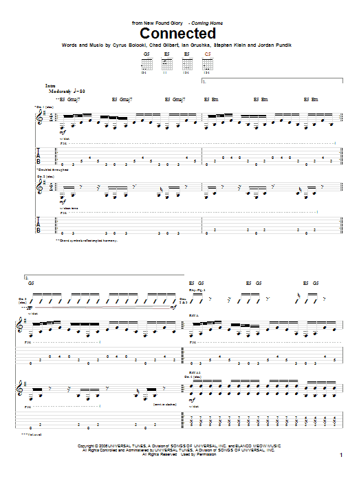 New Found Glory Connected sheet music notes and chords. Download Printable PDF.