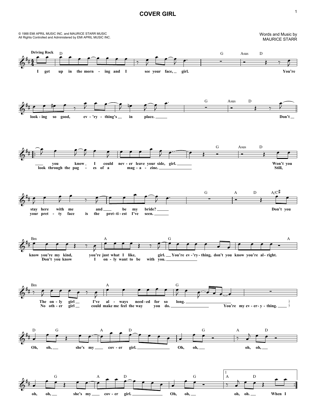 New Kids On The Block Cover Girl sheet music notes and chords arranged for Lead Sheet / Fake Book