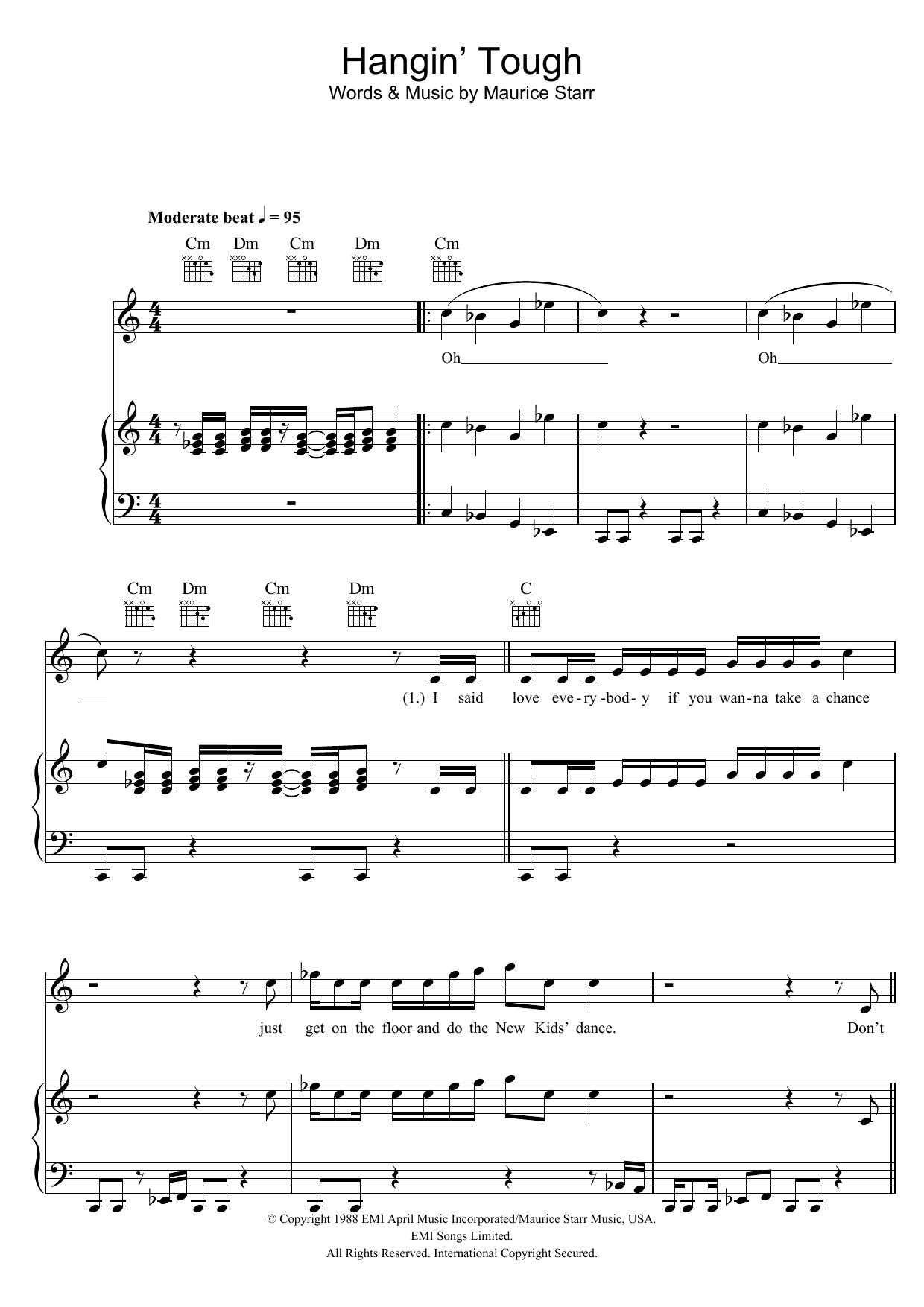 Learn to play New Kids On The Block Hangin' Tough sheet music for Lead Sheet / Fake Book in minutes. Price: 5.9900$ New Kids On The Block Hangin' Tough sheet music notes and chords arranged for Lead Sheet / Fake Book
