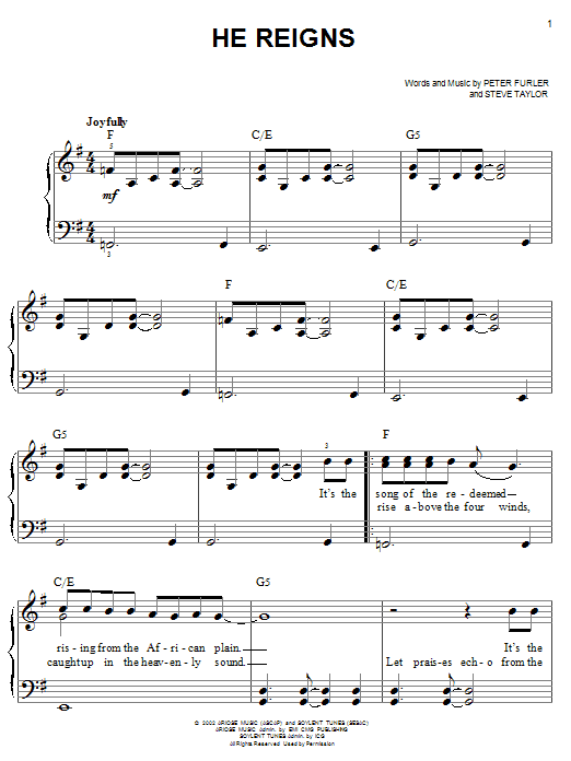 Learn to play Newsboys He Reigns sheet music for Easy Piano in minutes. Price: 6.9900$ Newsboys He Reigns sheet music notes and chords arranged for Easy Piano