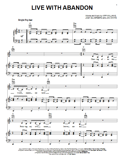 Newsboys Live With Abandon sheet music notes and chords. Download Printable PDF.