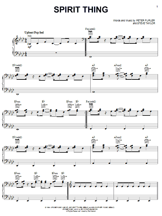 Newsboys Spirit Thing sheet music notes and chords. Download Printable PDF.