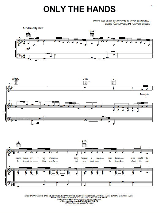 NewSong Only The Hands sheet music notes and chords. Download Printable PDF.