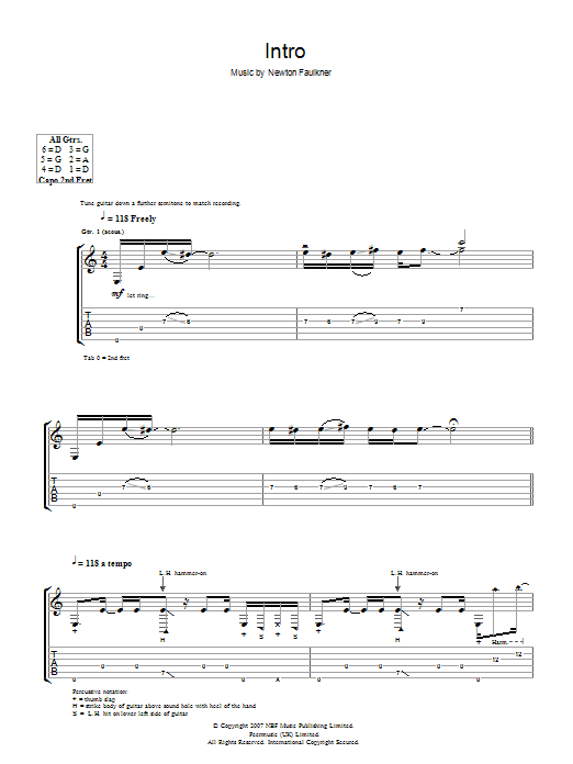 Newton Faulkner Intro sheet music notes and chords. Download Printable PDF.