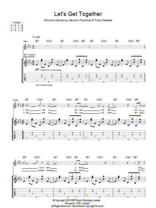 Learn to play Newton Faulkner Let's Get Together sheet music for Guitar Tab in minutes. Price: 7.8900$ Newton Faulkner Let's Get Together sheet music notes and chords arranged for Guitar Tab