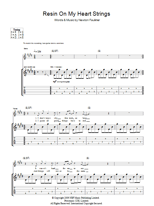Learn to play Newton Faulkner Resin On My Heart Strings sheet music for Guitar Tab in minutes. Price: 7.8900$ Newton Faulkner Resin On My Heart Strings sheet music notes and chords. Download Printable PDF.