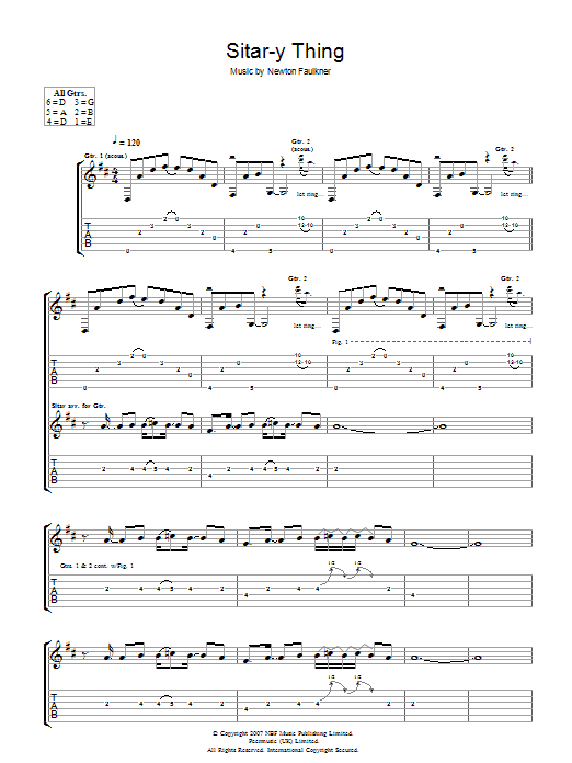 Learn to play Newton Faulkner Sitar-y Thing sheet music for Guitar Tab in minutes. Newton Faulkner Sitar-y Thing sheet music notes and chords. Download Printable PDF.