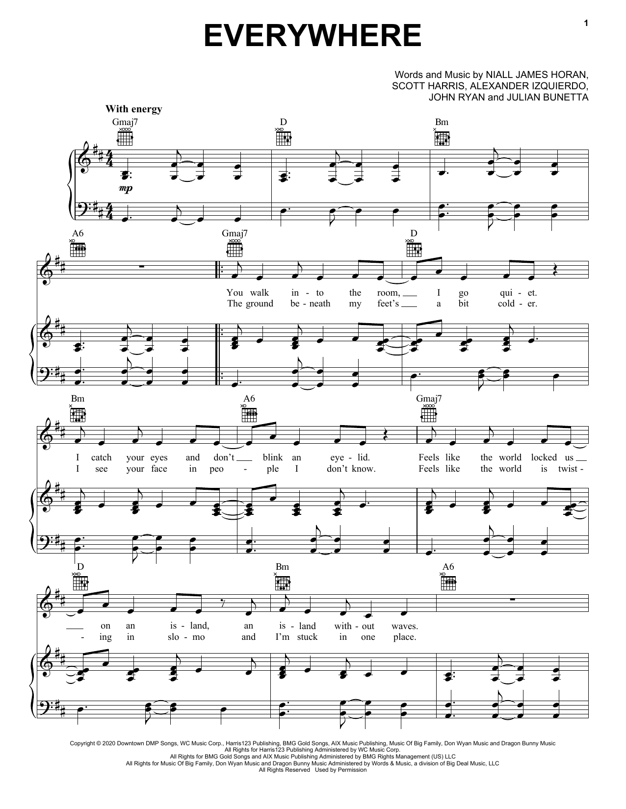 Niall Horan Everywhere sheet music notes and chords. Download Printable PDF.