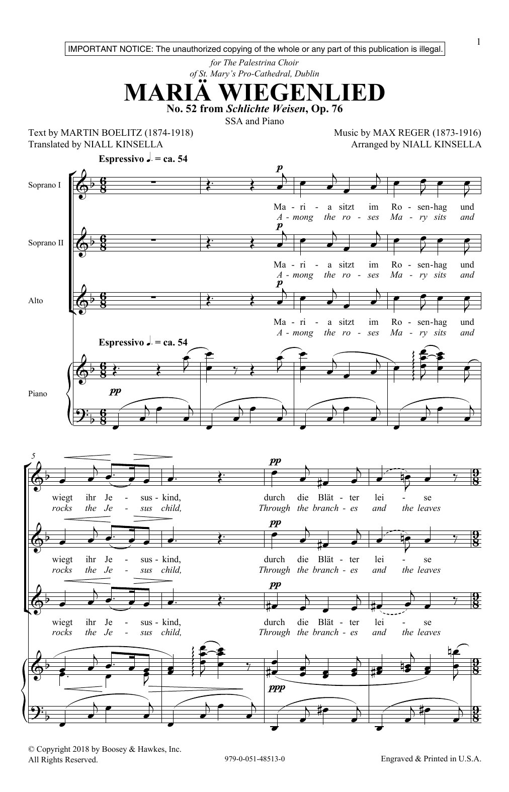 Niall Kinsella Maria Wiegenlied sheet music notes and chords. Download Printable PDF.