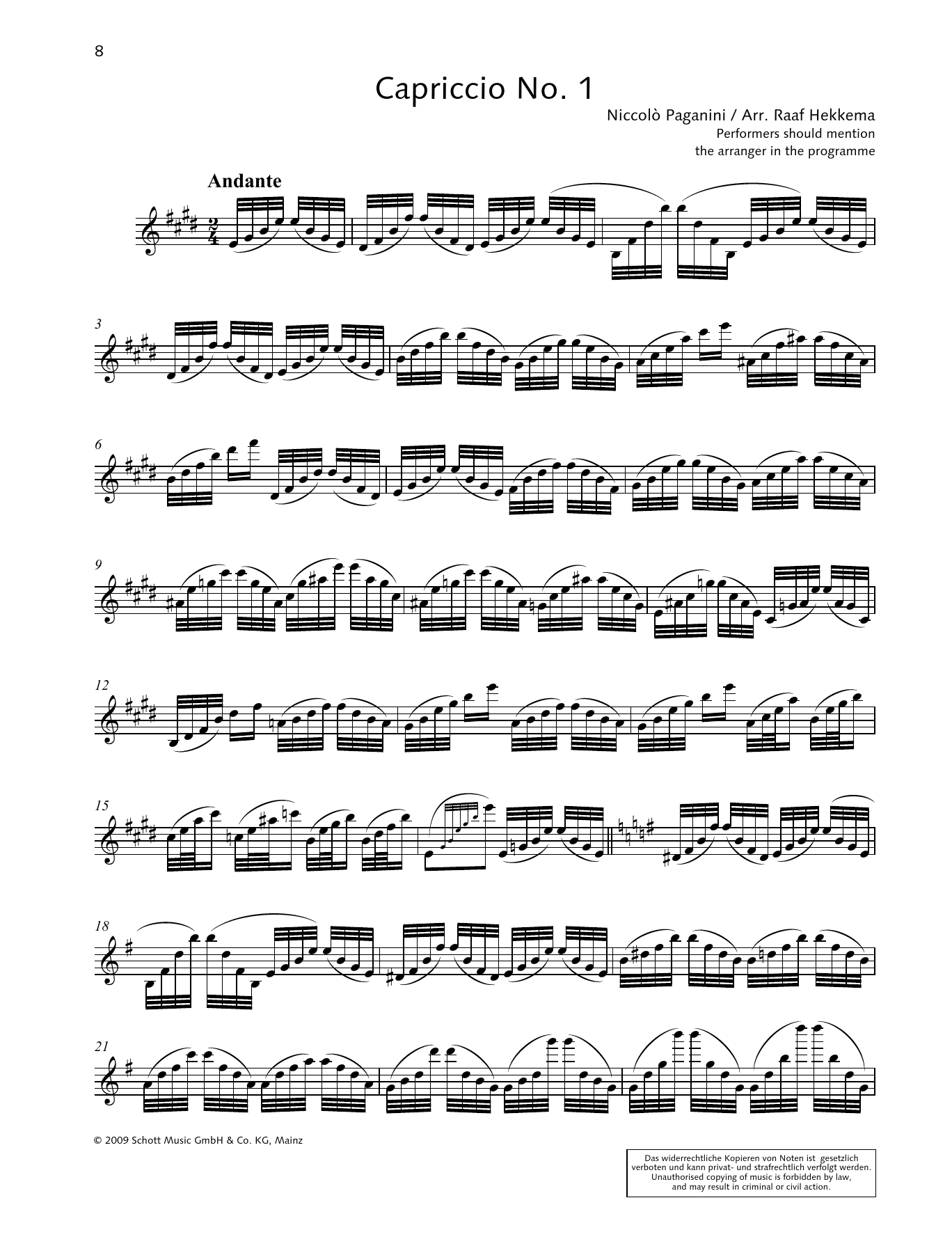 Niccolo Paganini Capriccio No. 1 sheet music notes and chords. Download Printable PDF.