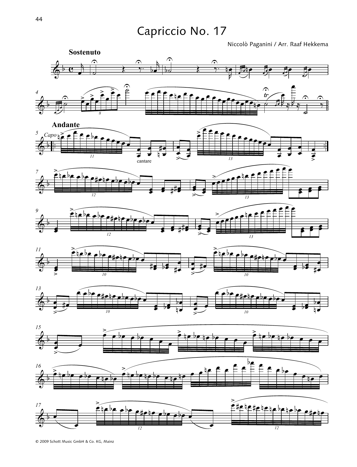 Niccolo Paganini Capriccio No. 17 sheet music notes and chords. Download Printable PDF.