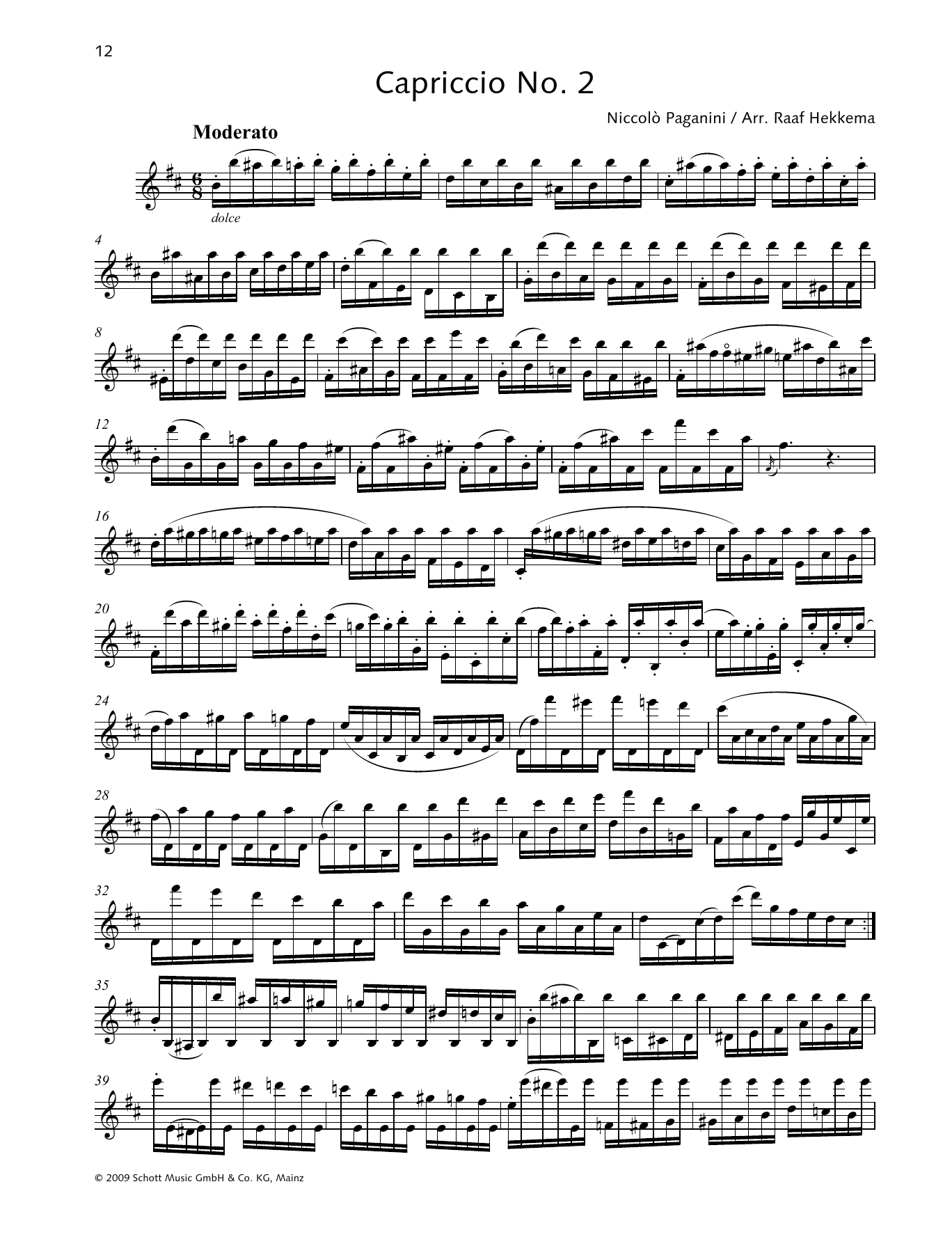 Niccolo Paganini Capriccio No. 2 sheet music notes and chords. Download Printable PDF.