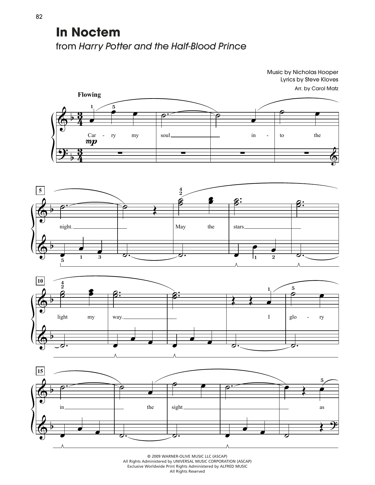 Learn to play Nicholas Hooper In Noctem (from Harry Potter And The Half-Blood Prince) (arr. Carol Matz) sheet music for Big Note Piano in minutes. Price: 6.9900$ Nicholas Hooper In Noctem (from Harry Potter And The Half-Blood Prince) (arr. Carol Matz) sheet music notes and chords arranged for Big Note Piano