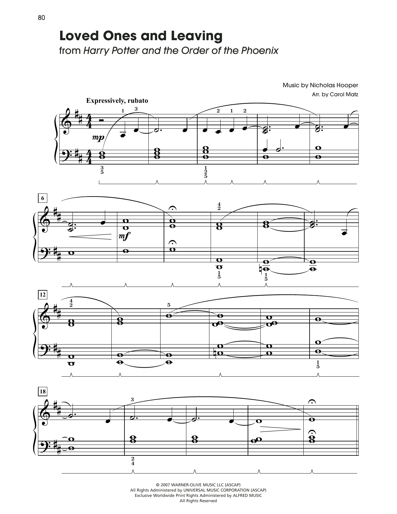 Learn to play Nicholas Hooper Loved Ones And Leaving (from Harry Potter) (arr. Carol Matz) sheet music for Big Note Piano in minutes. Price: 6.9900$ Nicholas Hooper Loved Ones And Leaving (from Harry Potter) (arr. Carol Matz) sheet music notes and chords arranged for Big Note Piano