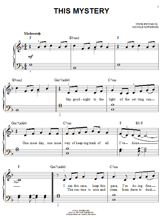 Nichole Nordeman This Mystery sheet music notes and chords. Download Printable PDF.