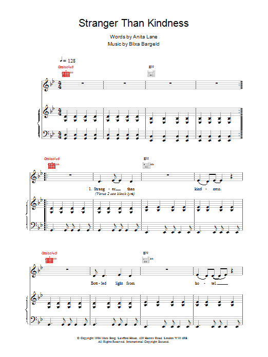 Nick Cave Stranger Than Kindness sheet music notes and chords - Download Printable PDF and start playing in minutes.