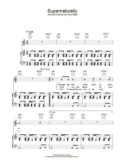 Nick Cave Supernaturally sheet music notes and chords. Download Printable PDF.