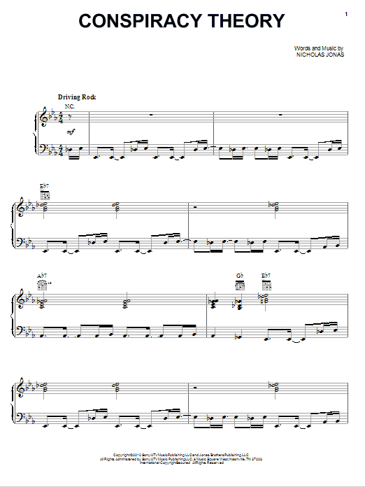 Learn to play Nick Jonas & The Administration Conspiracy Theory sheet music for Piano, Vocal & Guitar Chords (Right-Hand Melody) in minutes. Price: 6.9900$ Nick Jonas & The Administration Conspiracy Theory sheet music notes and chords arranged for Piano, Vocal & Guitar Chords (Right-Hand Melody)