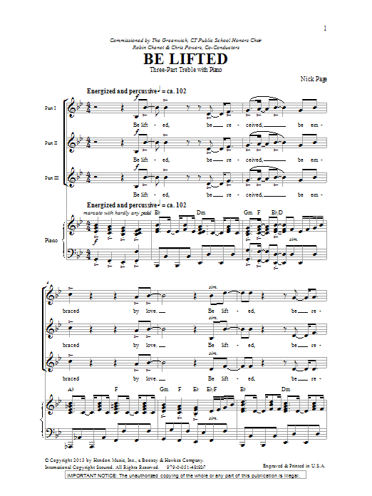 Nick Page Be Lifted sheet music notes and chords. Download Printable PDF.