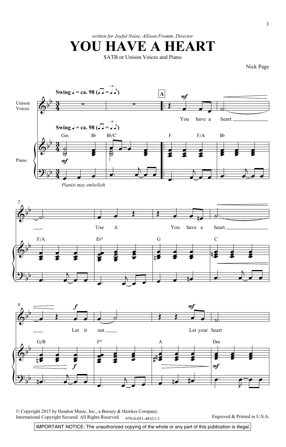 Learn to play Nick Page You Have A Heart sheet music for SATB Choir in minutes. Price: 3.9900$ Nick Page You Have A Heart sheet music notes and chords arranged for SATB Choir
