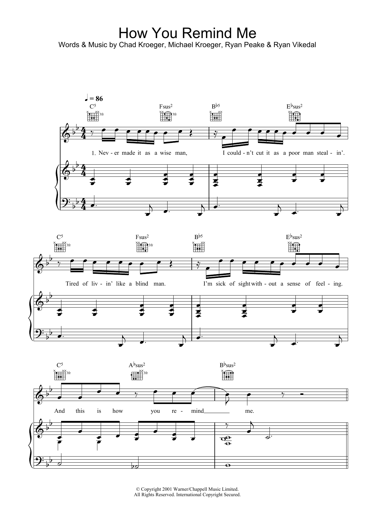 Nickelback How You Remind Me Sheet Music PDF Notes Chords Rock 