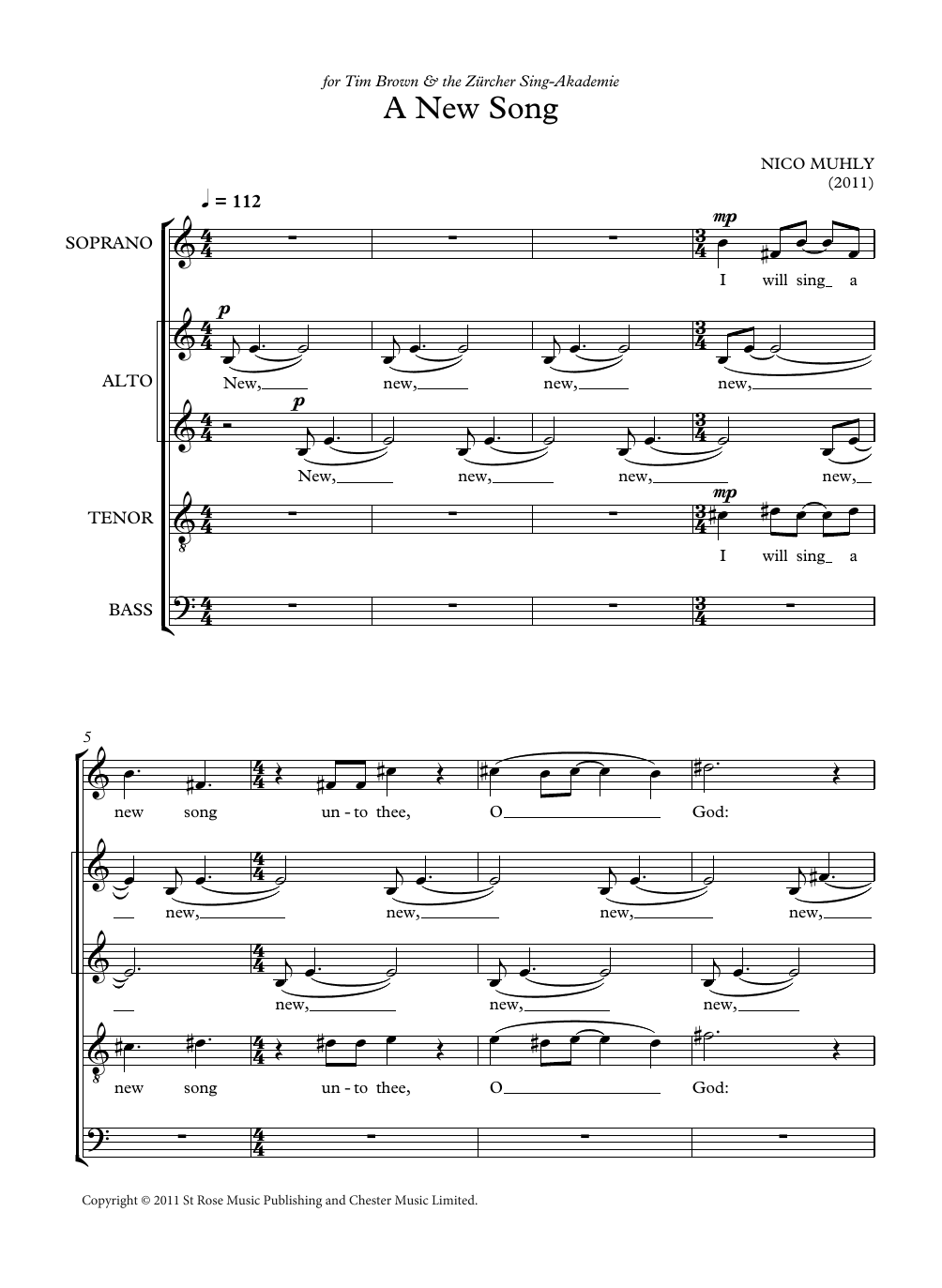 Nico Muhly A New Song sheet music notes and chords. Download Printable PDF.