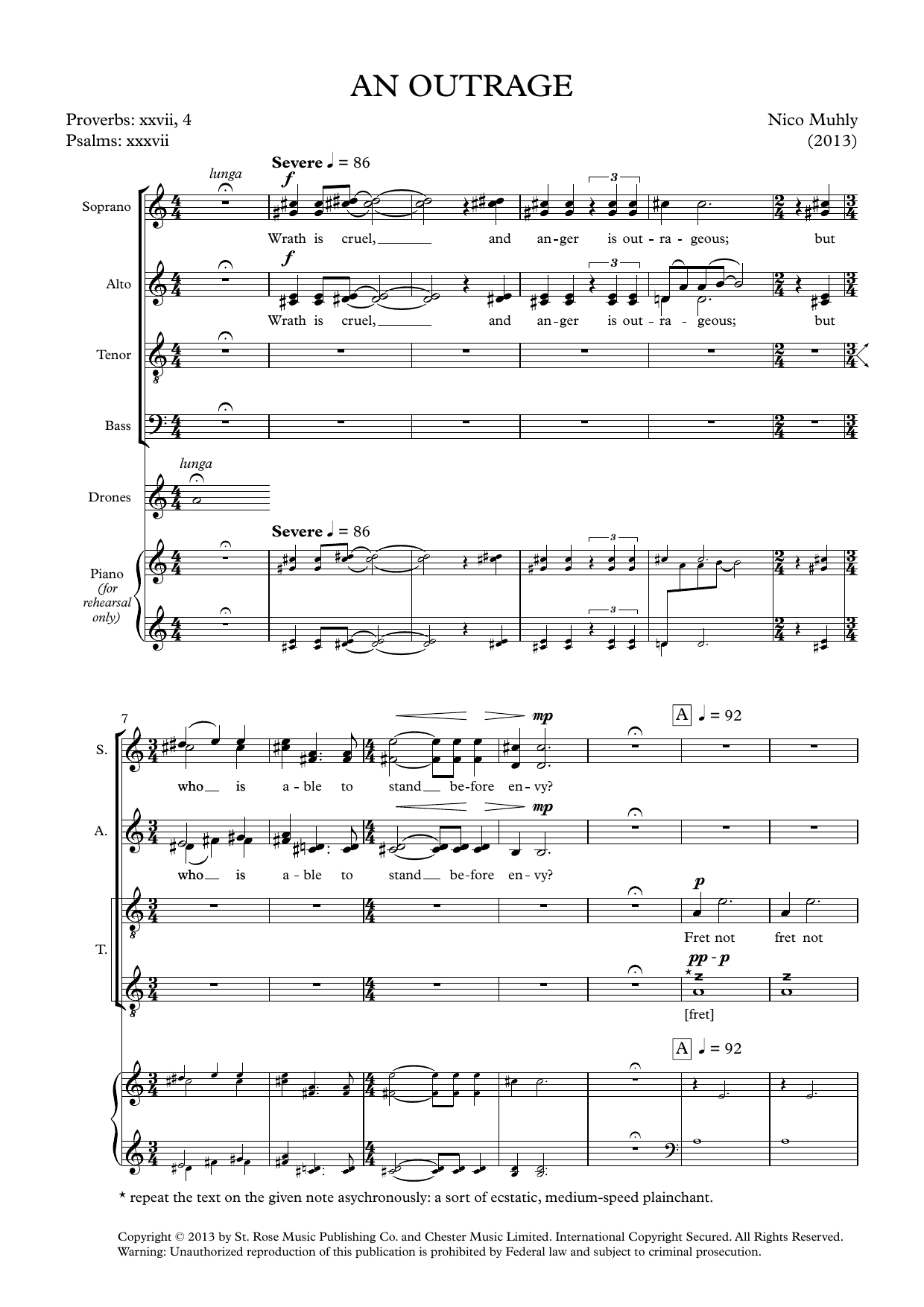 Nico Muhly An Outrage sheet music notes and chords. Download Printable PDF.