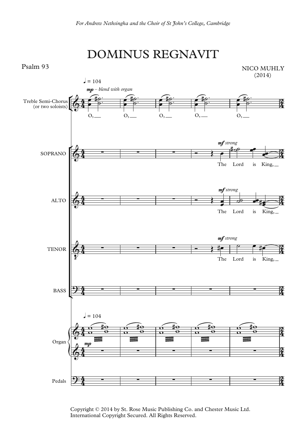 Nico Muhly Dominus Regnavit sheet music notes and chords. Download Printable PDF.