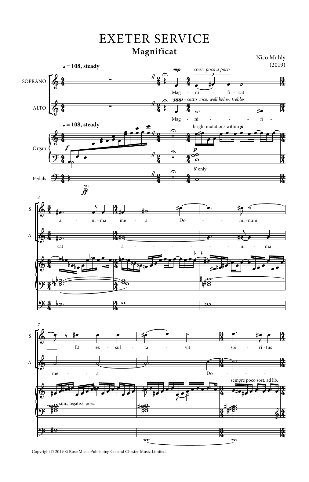 Nico Muhly Exeter Service sheet music notes and chords. Download Printable PDF.