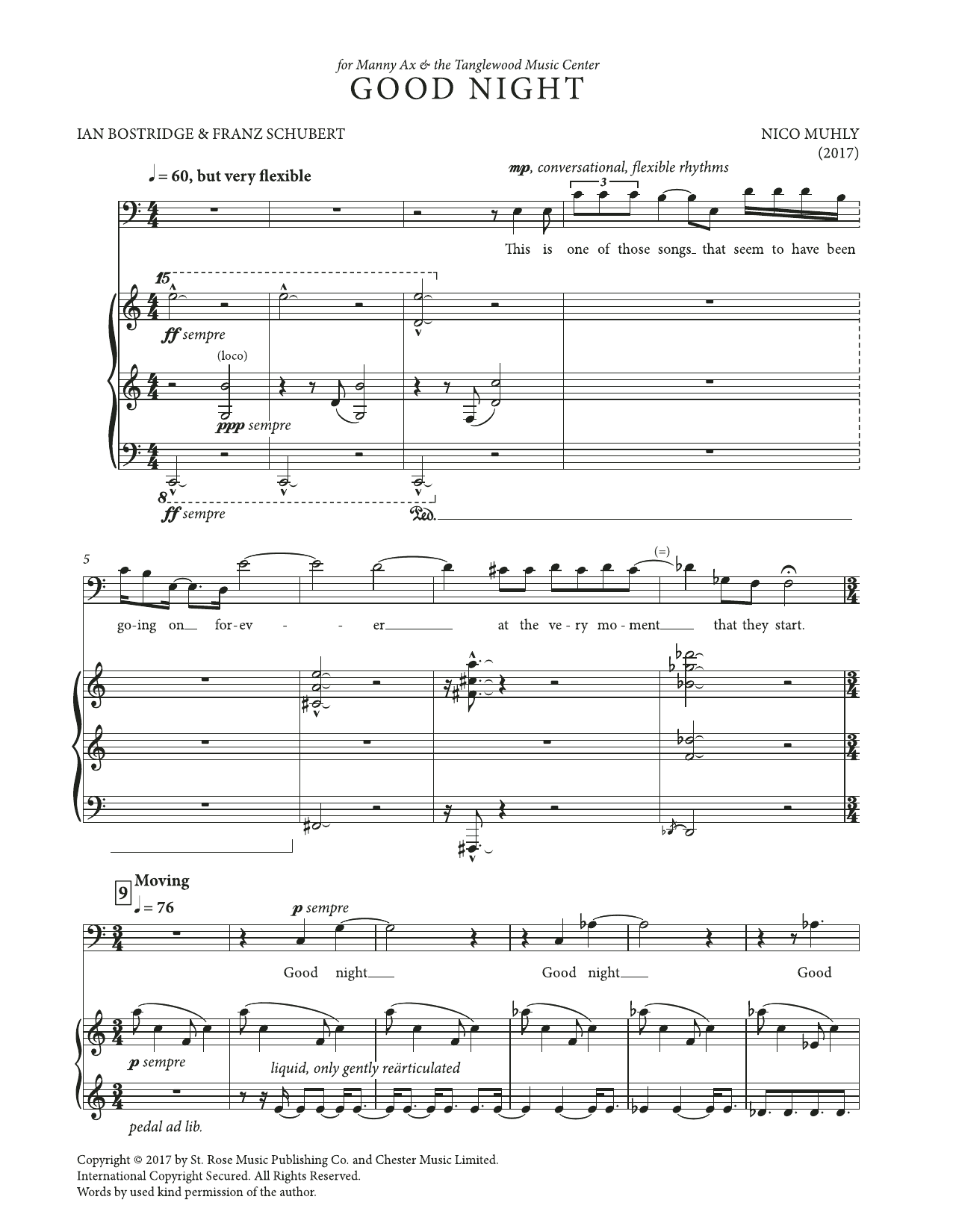 Nico Muhly Good Night sheet music notes and chords. Download Printable PDF.