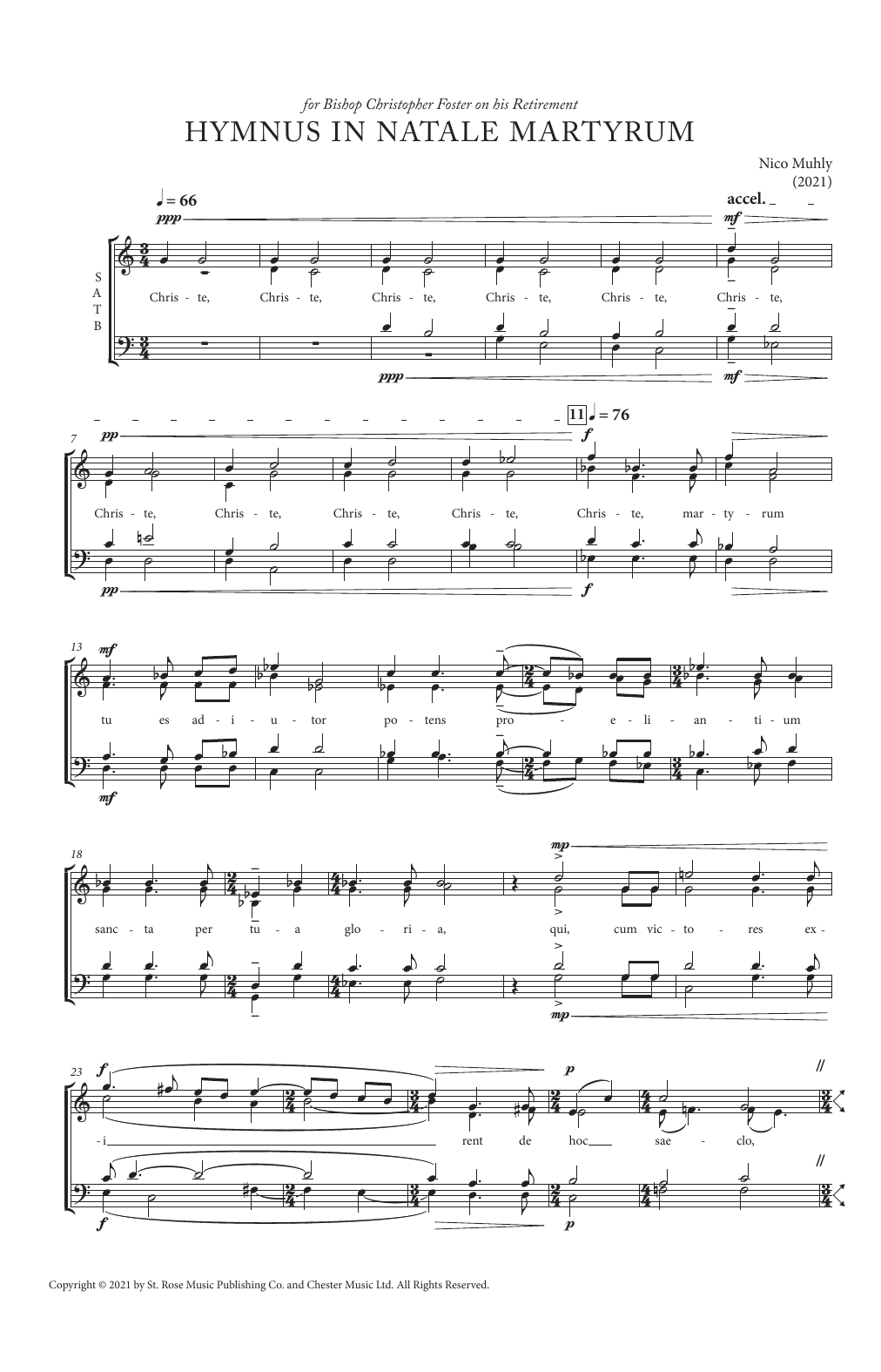 Learn to play Nico Muhly Hymnus In Natale Martyrum sheet music for SATB Choir in minutes. Price: 3.9900$ Nico Muhly Hymnus In Natale Martyrum sheet music notes and chords arranged for SATB Choir
