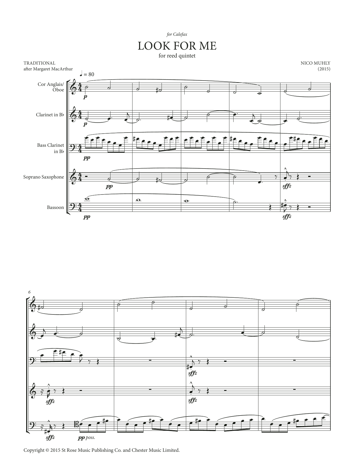 Learn to play Nico Muhly Look For Me (for reed quintet) sheet music for Performance Ensemble in minutes. Price: 12.9700$ Nico Muhly Look For Me (for reed quintet) sheet music notes and chords arranged for Performance Ensemble