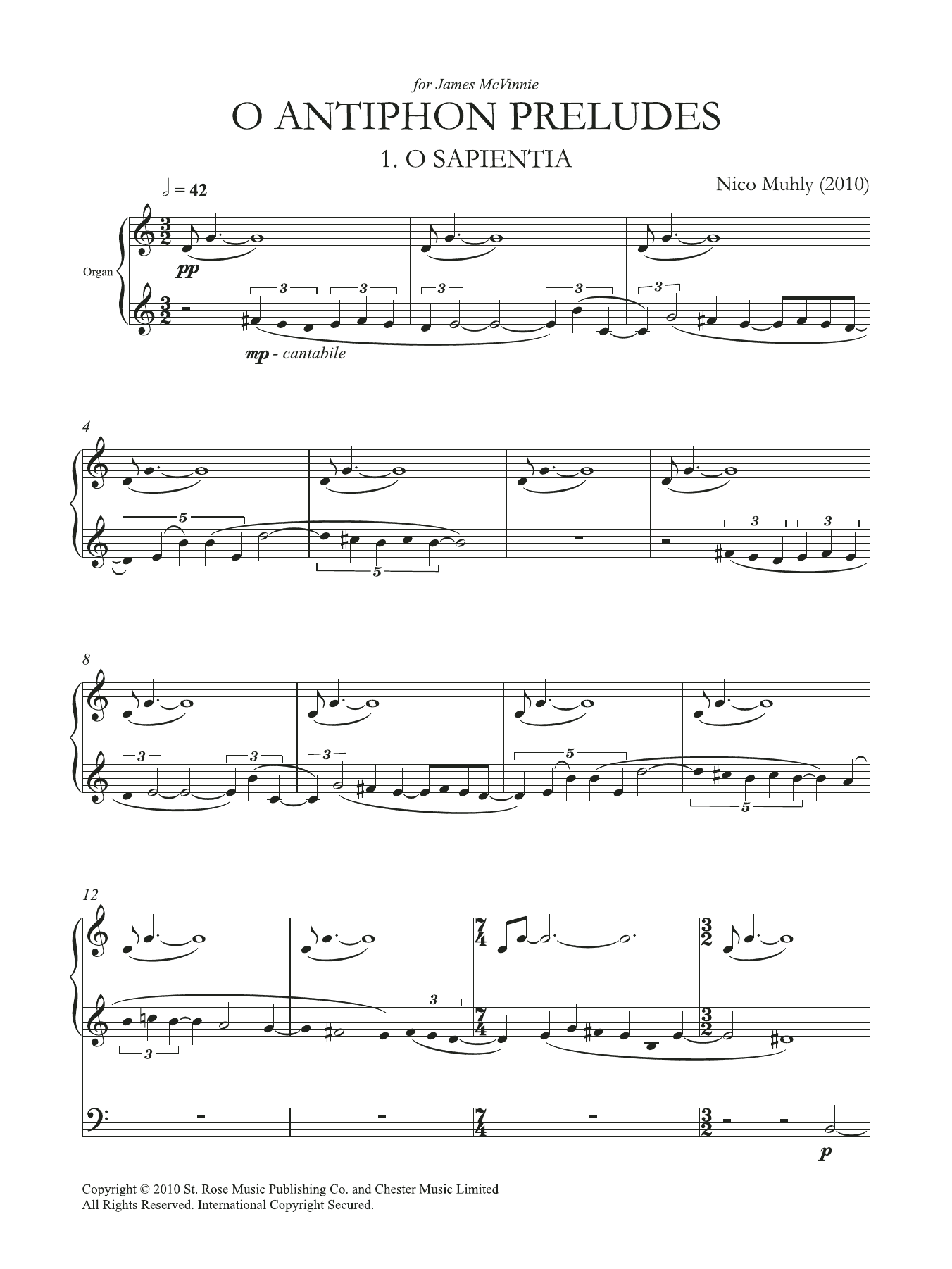 Nico Muhly O Antiphon Preludes sheet music notes and chords. Download Printable PDF.