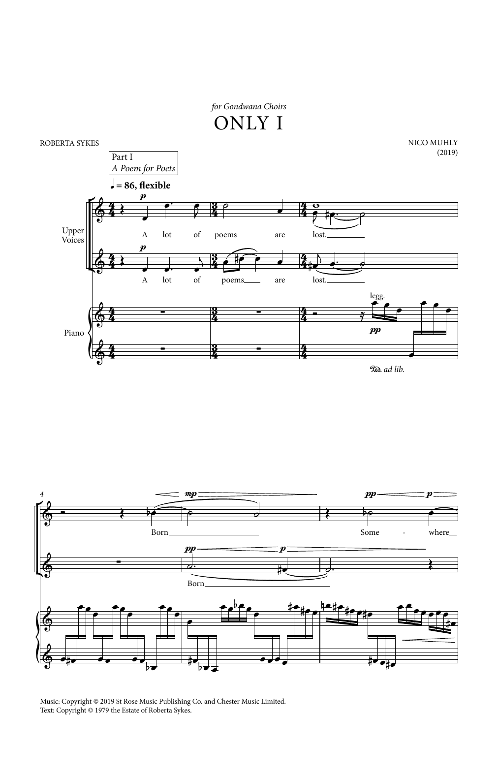 Nico Muhly Only I sheet music notes and chords. Download Printable PDF.