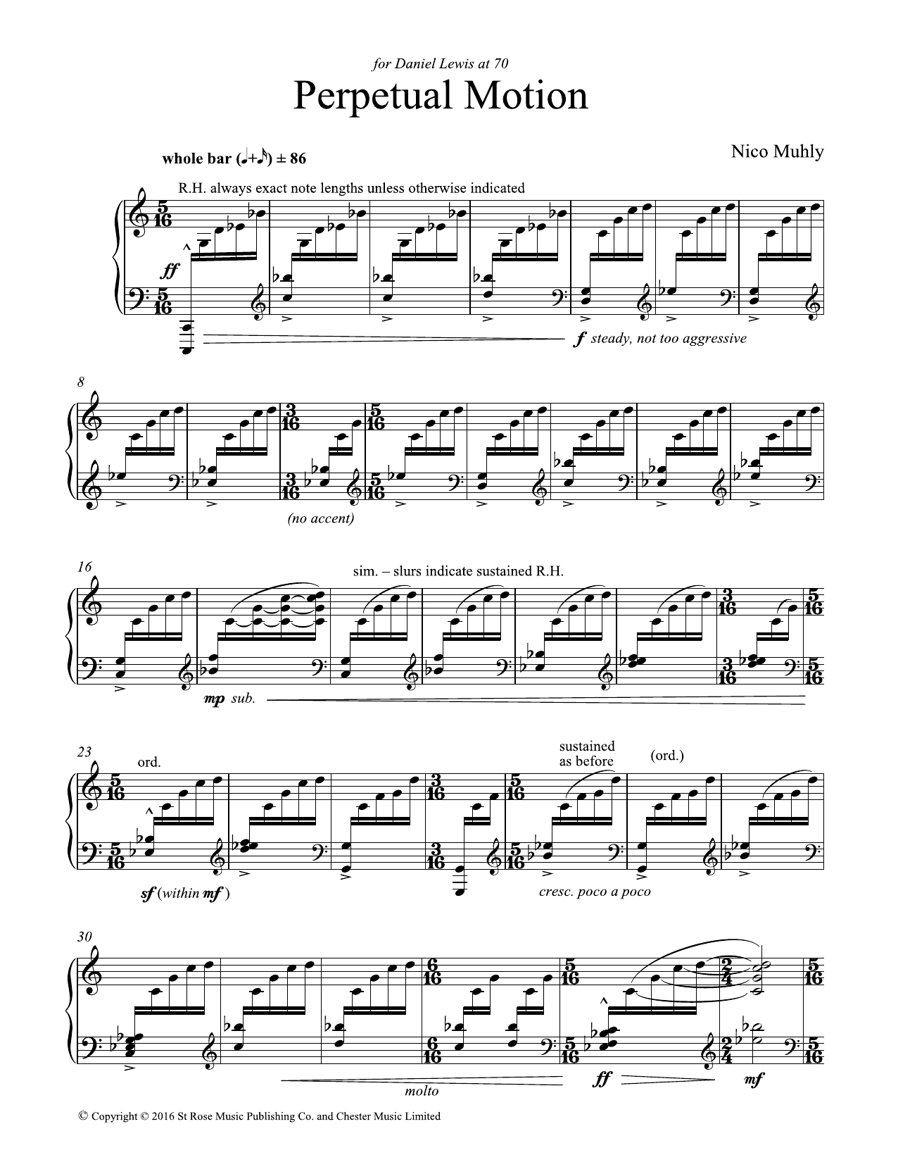 Learn to play Nico Muhly Perpetual Motion sheet music for Piano Solo in minutes. Price: 13.9700$ Nico Muhly Perpetual Motion sheet music notes and chords arranged for Piano Solo