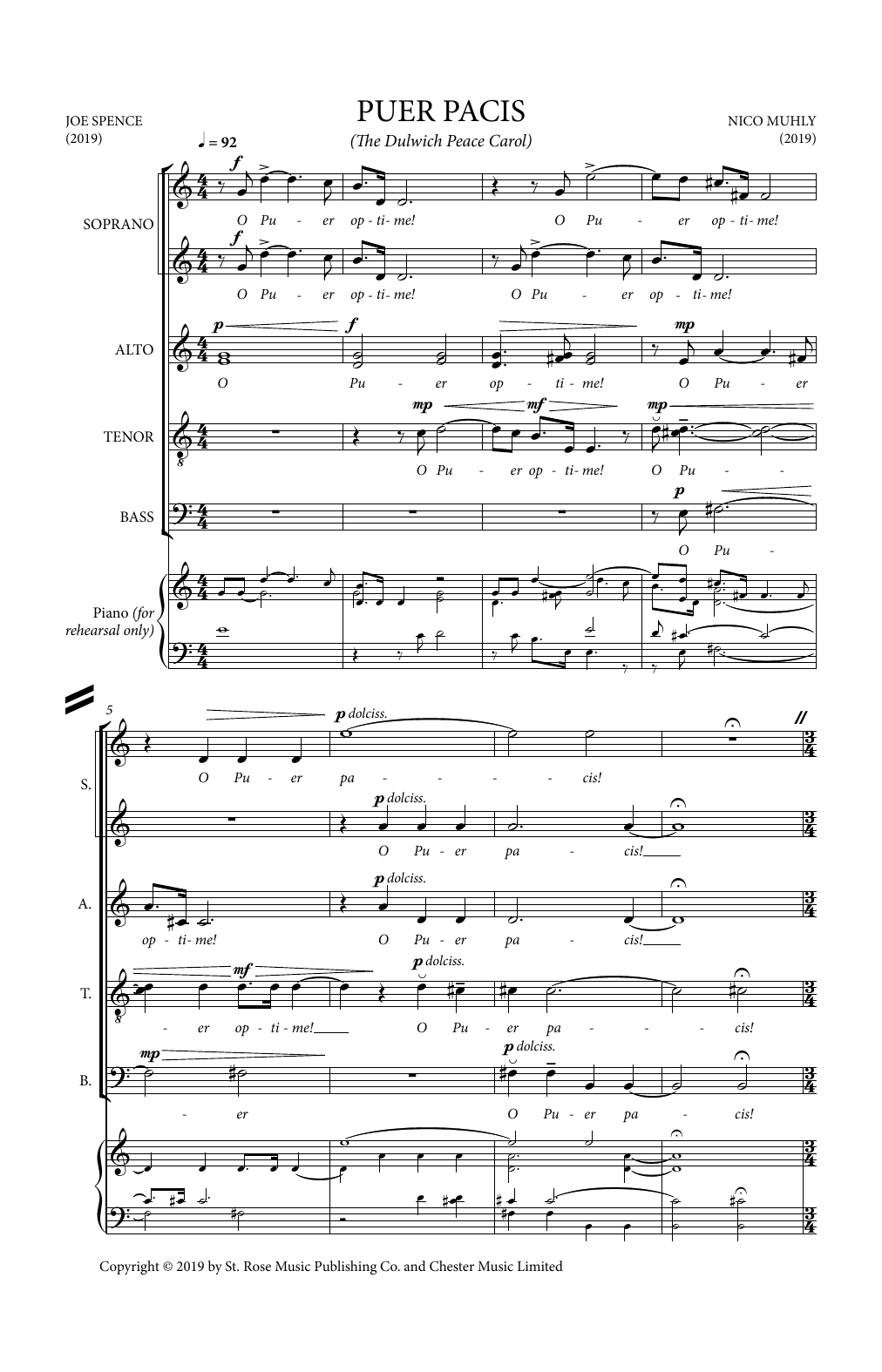 Nico Muhly Puer Pacis sheet music notes and chords. Download Printable PDF.