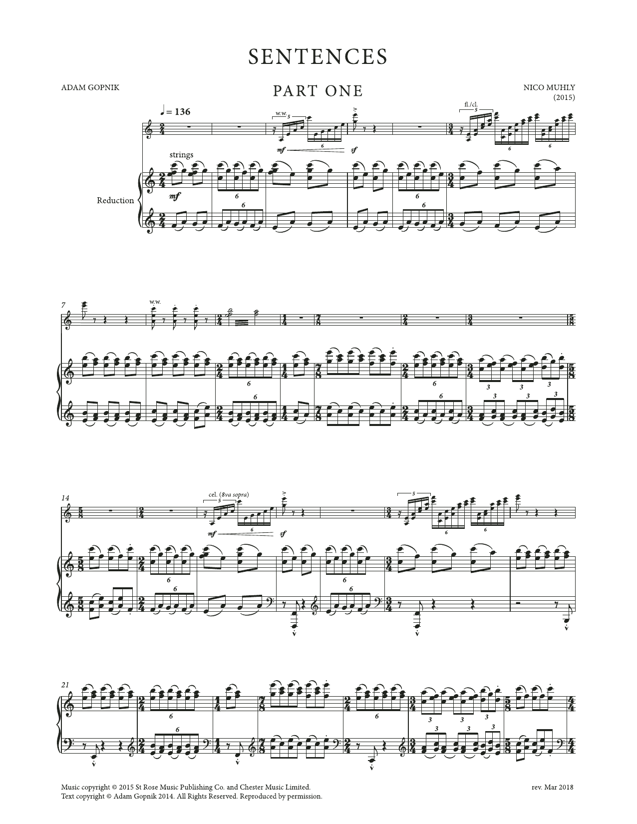 Nico Muhly Sentences sheet music notes and chords. Download Printable PDF.