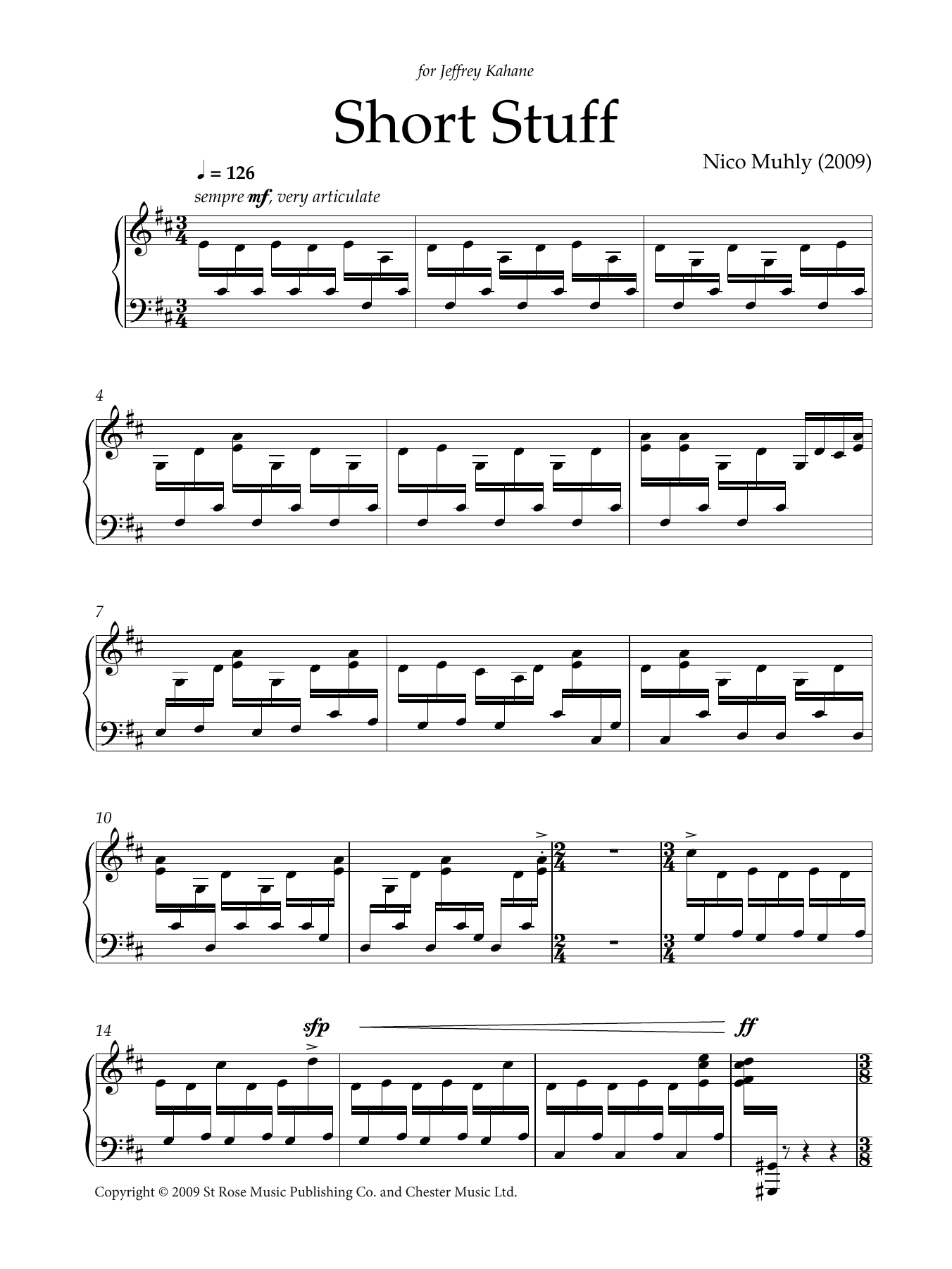 Nico Muhly Short Stuff sheet music notes and chords. Download Printable PDF.