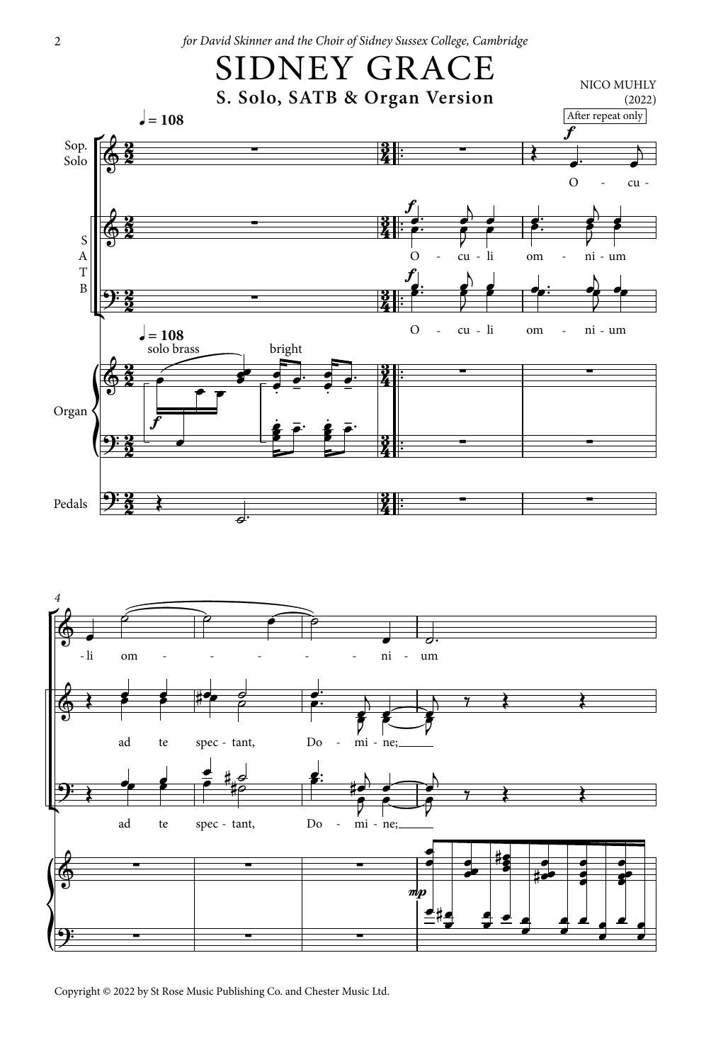 Nico Muhly Sidney Grace sheet music notes and chords. Download Printable PDF.