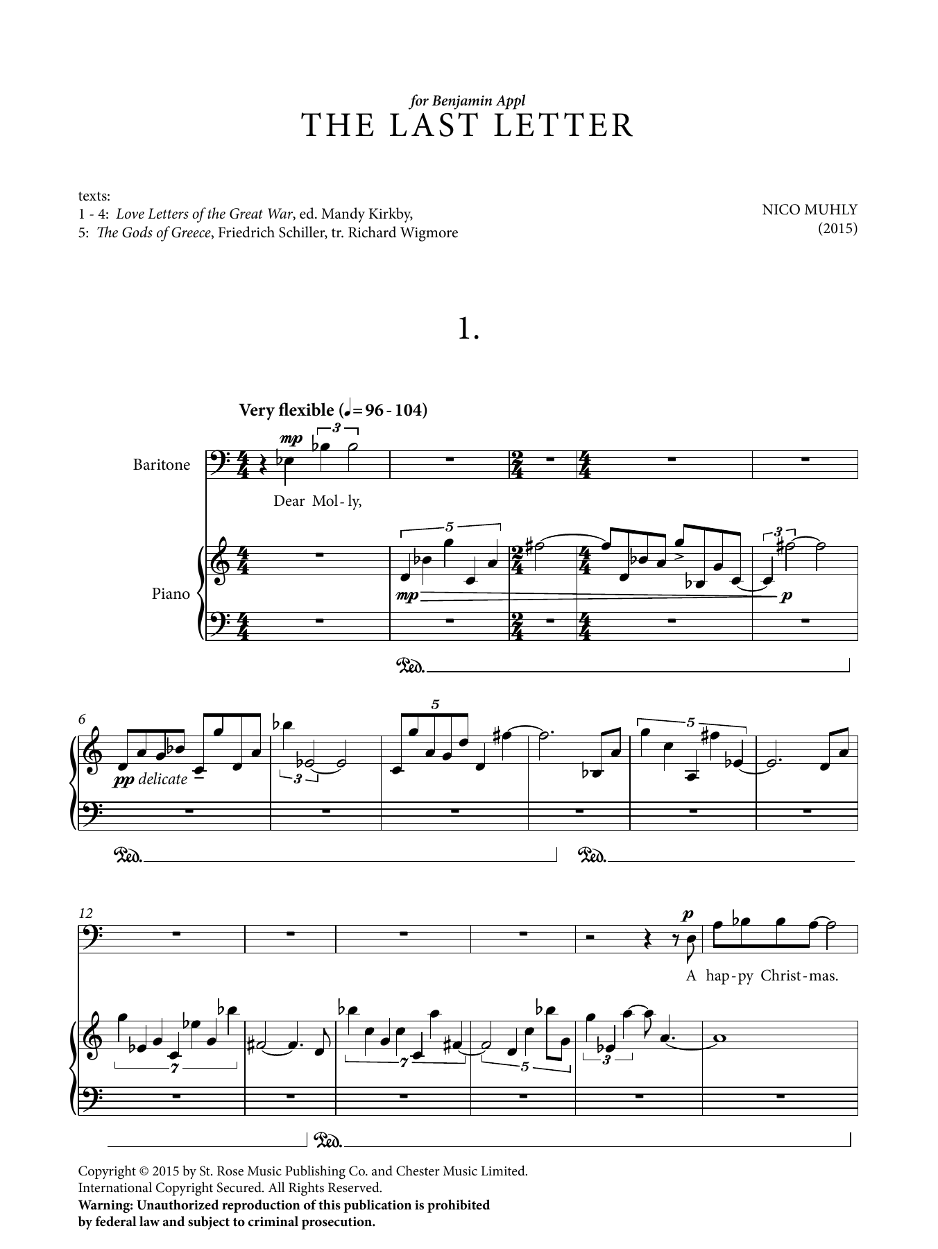 Nico Muhly The Last Letter sheet music notes and chords. Download Printable PDF.