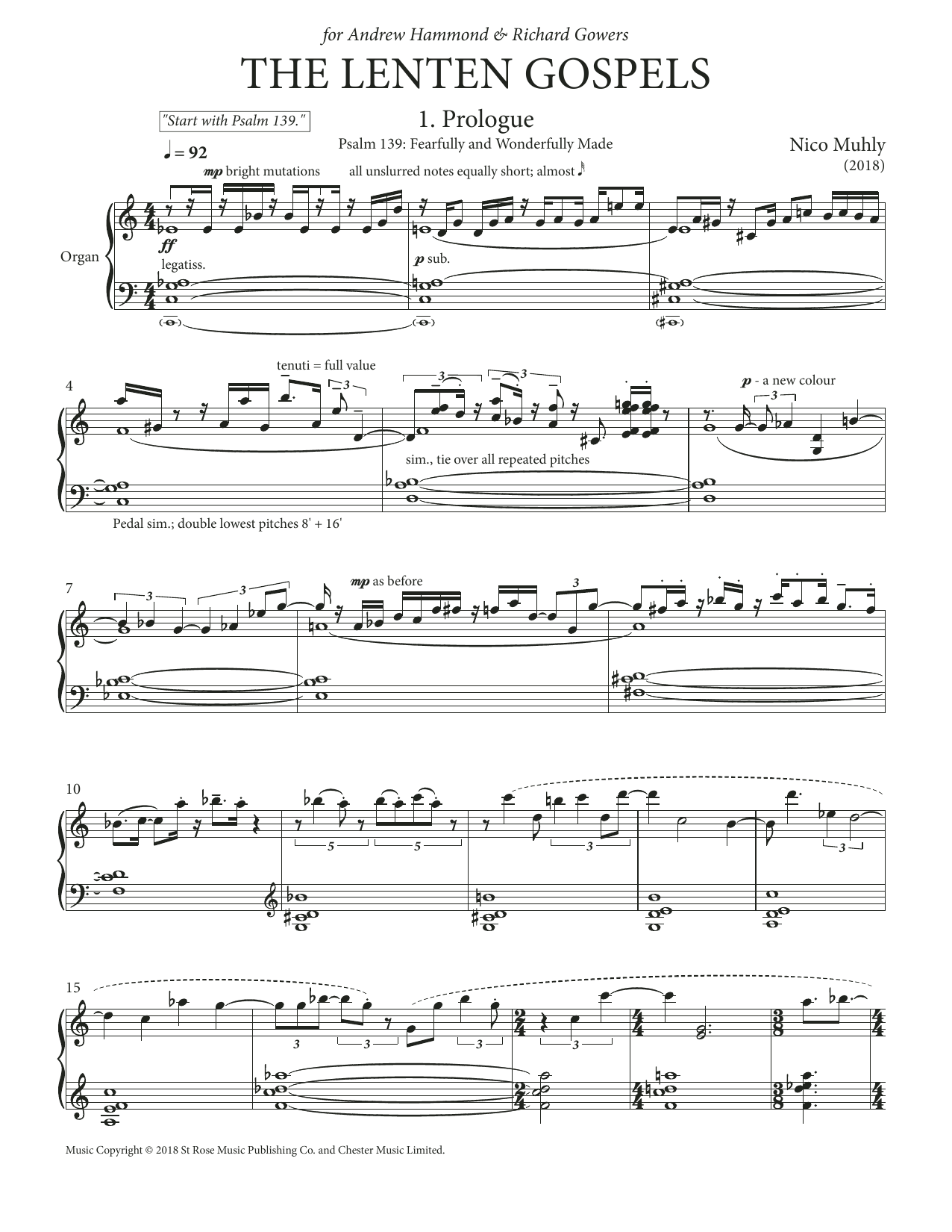 Nico Muhly The Lenten Gospels sheet music notes and chords. Download Printable PDF.