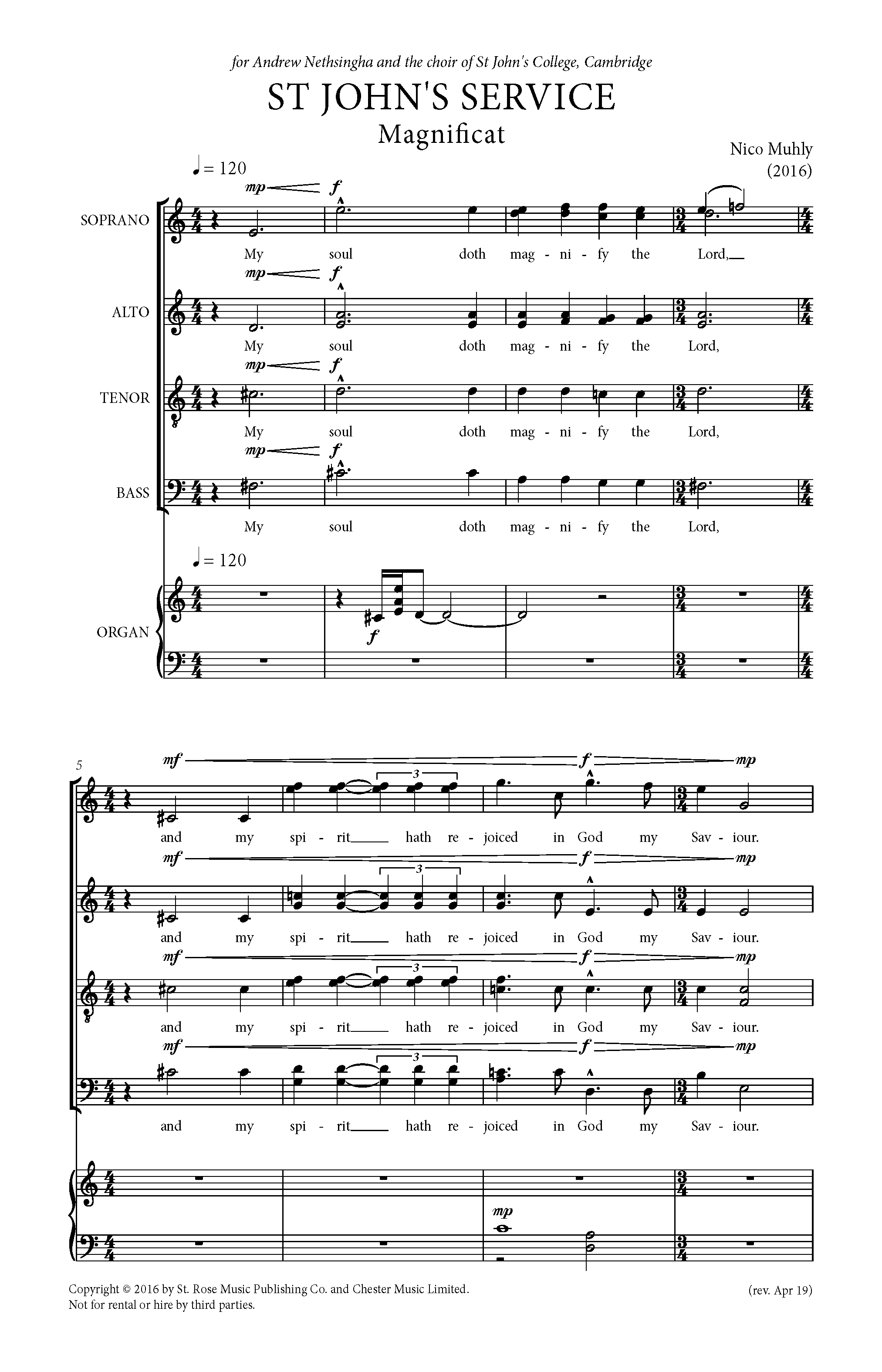 Learn to play Nico Muhly Third Service (Magnificat and Nunc Dimittis) sheet music for SATB Choir in minutes. Price: 4.7900$ Nico Muhly Third Service (Magnificat and Nunc Dimittis) sheet music notes and chords arranged for SATB Choir