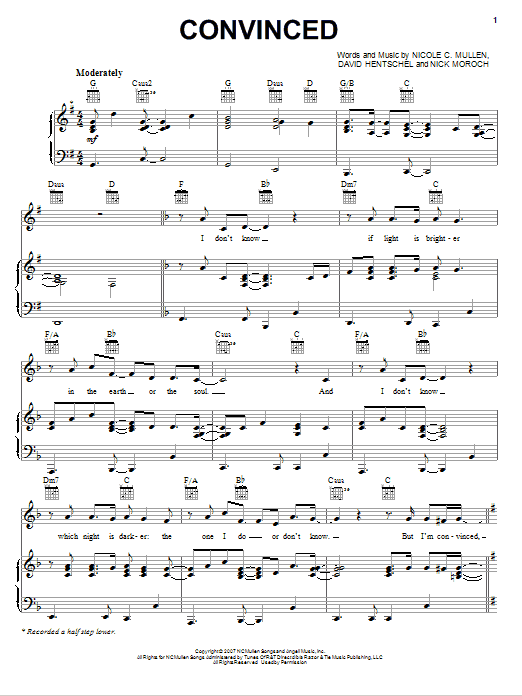 Nicole C. Mullen Convinced sheet music notes and chords. Download Printable PDF.