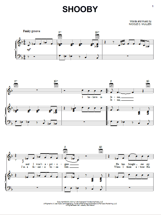 Nicole C. Mullen Shooby sheet music notes and chords. Download Printable PDF.