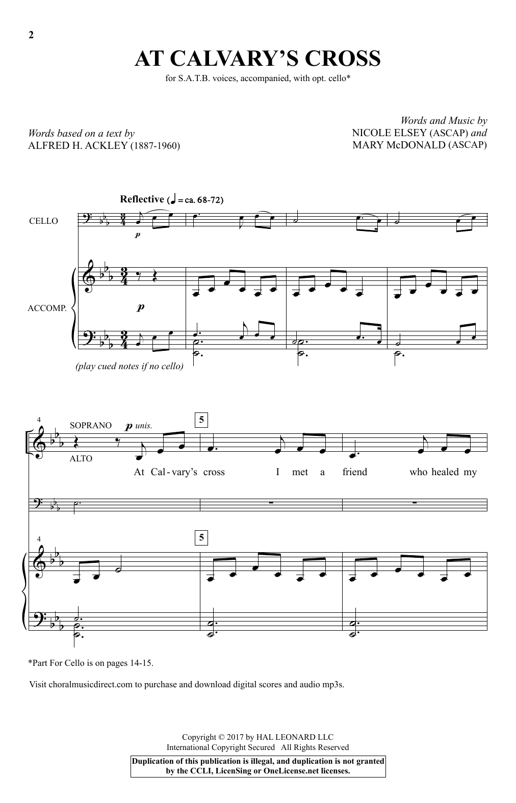 Learn to play Nicole Elsey At Calvary's Cross sheet music for SATB Choir in minutes. Price: 3.9900$ Nicole Elsey At Calvary's Cross sheet music notes and chords arranged for SATB Choir