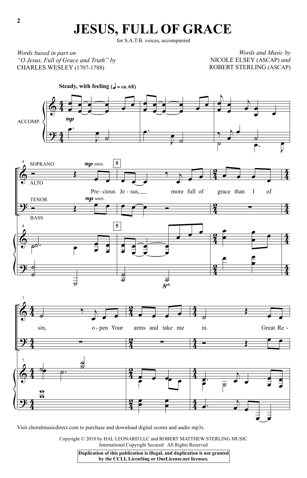 Learn to play Nicole Elsey Jesus, Full Of Grace sheet music for SATB Choir in minutes. Price: 3.9900$ Nicole Elsey Jesus, Full Of Grace sheet music notes and chords arranged for SATB Choir