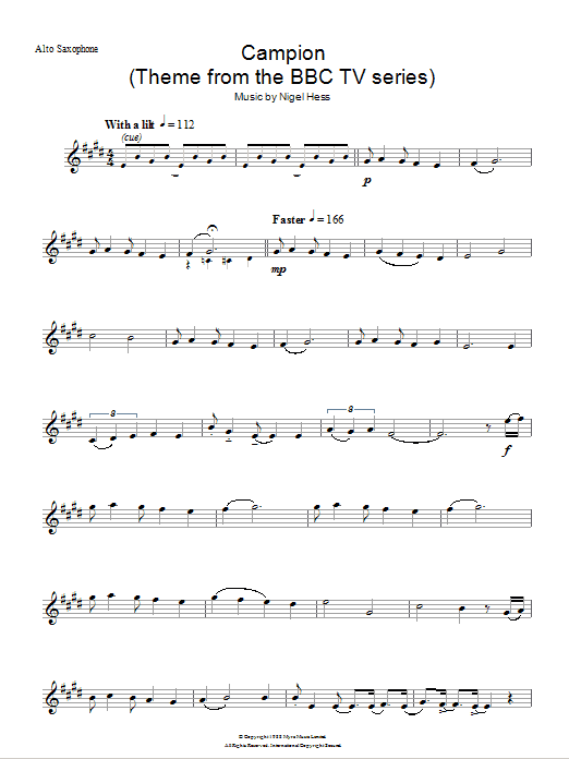 Nigel Hess Campion (Theme from the BBC TV series) sheet music notes and chords. Download Printable PDF.